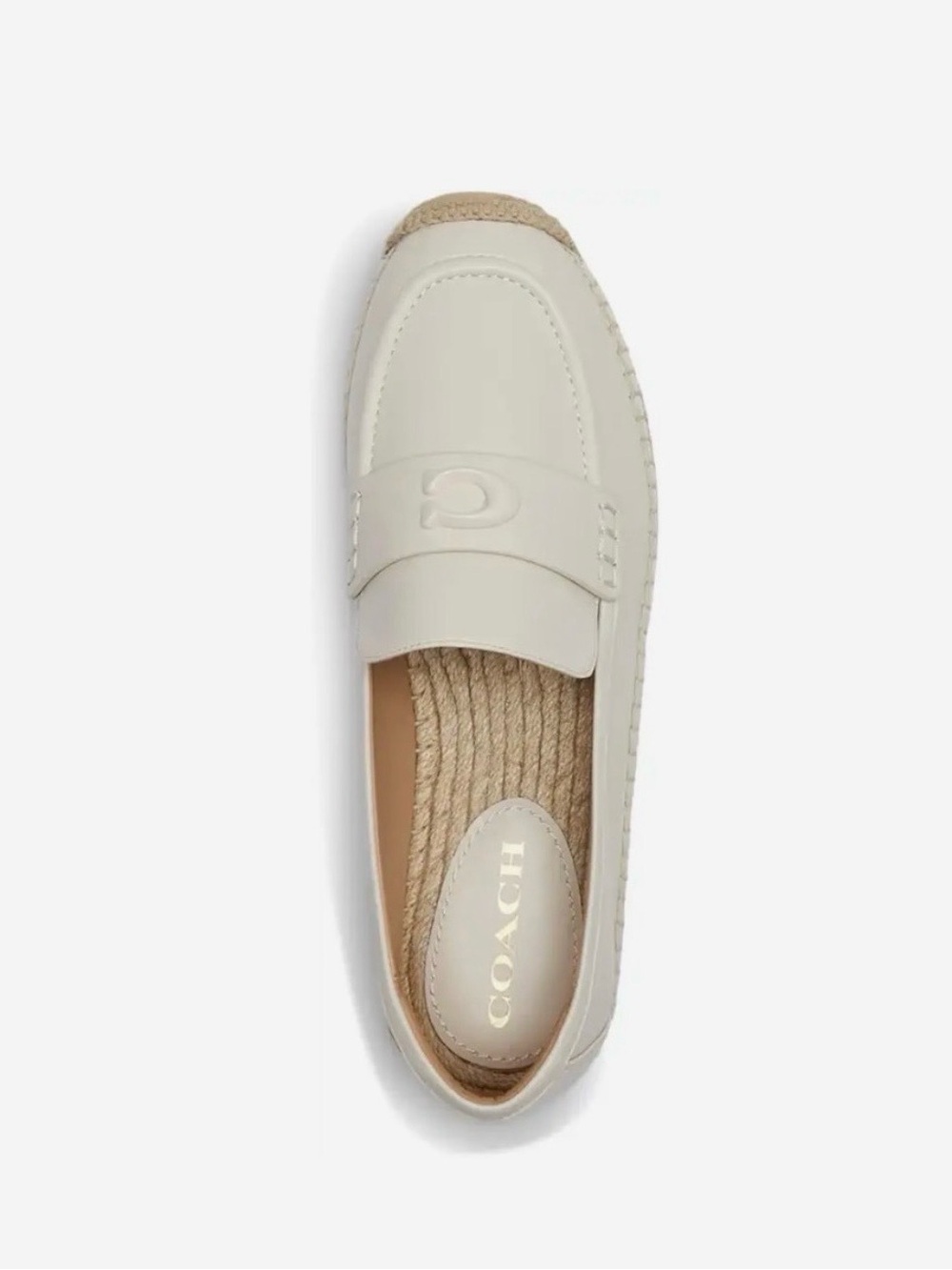COACH Camilla Genuine Leather C Logo Platform Espadrilles Ivory/Chalk Size 6.5